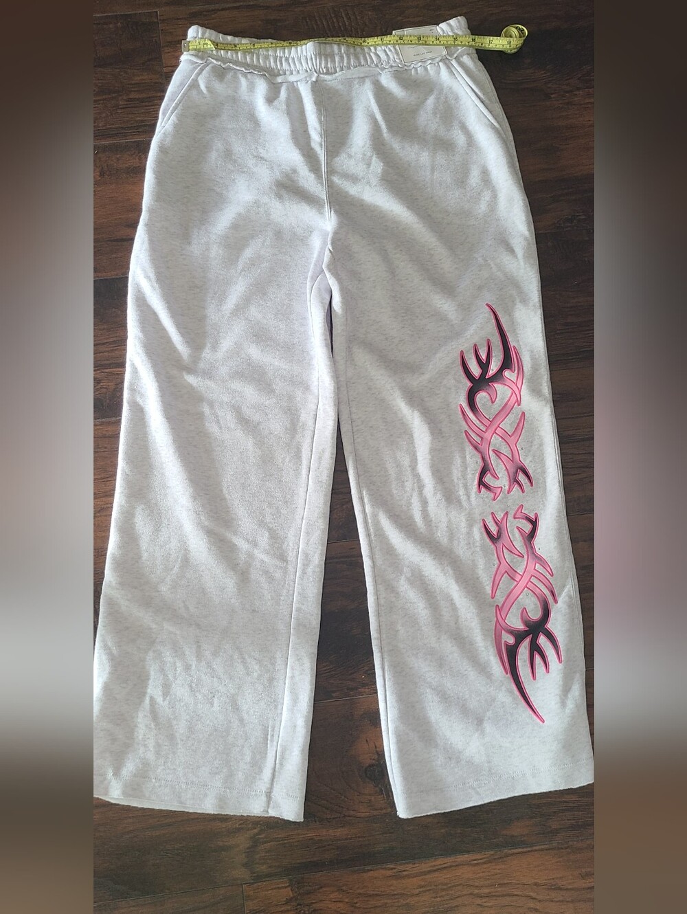 Better Together Light Gray Sweatpants with Pink Tribal  design and Side Pockets